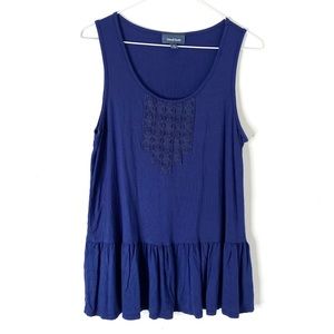 ModCloth Blue Crochet Peplum Sleeveless Top